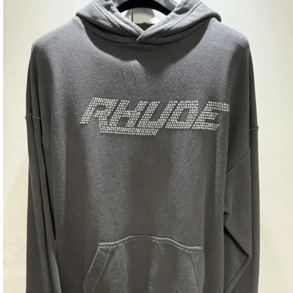Rhude Black Crystal Logo Hoodie